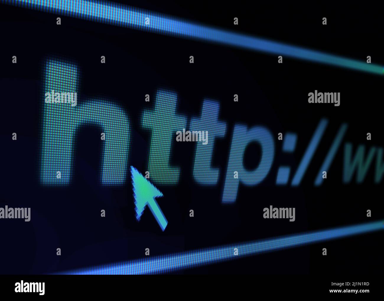 Finden Sie alles online. Nahaufnahme einer Suchleiste auf einem Computerbildschirm. Stockfoto