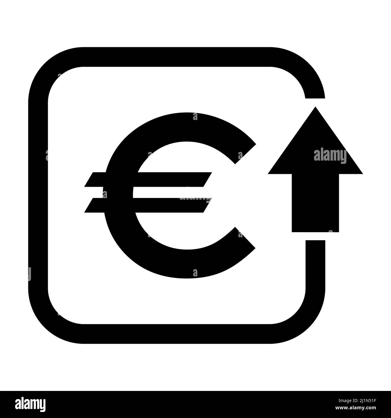 Symbol für die Erhöhung des Euro-Anstiegs. Einkommensvektor Symbol auf Hintergrund isoliert . Stock Vektor