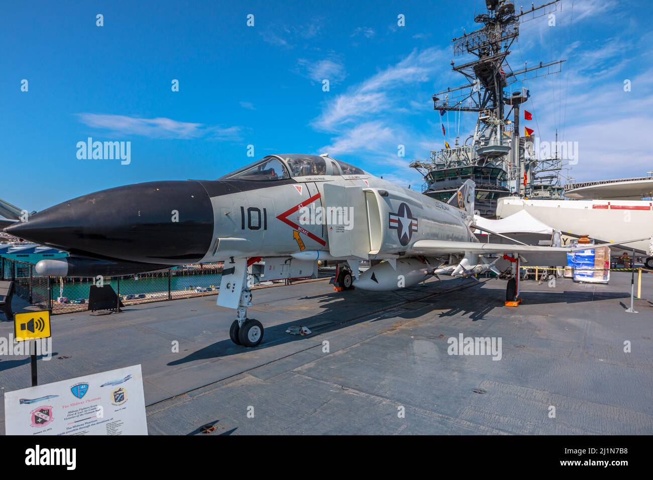 San Diego, Vereinigte Staaten - JULI 2018: McDonnell Douglas F-4 Phantom II. Amerikanischer Überschalljet-Abfangjäger und Jagdbomber von 1960s in der Luftfahrt Stockfoto