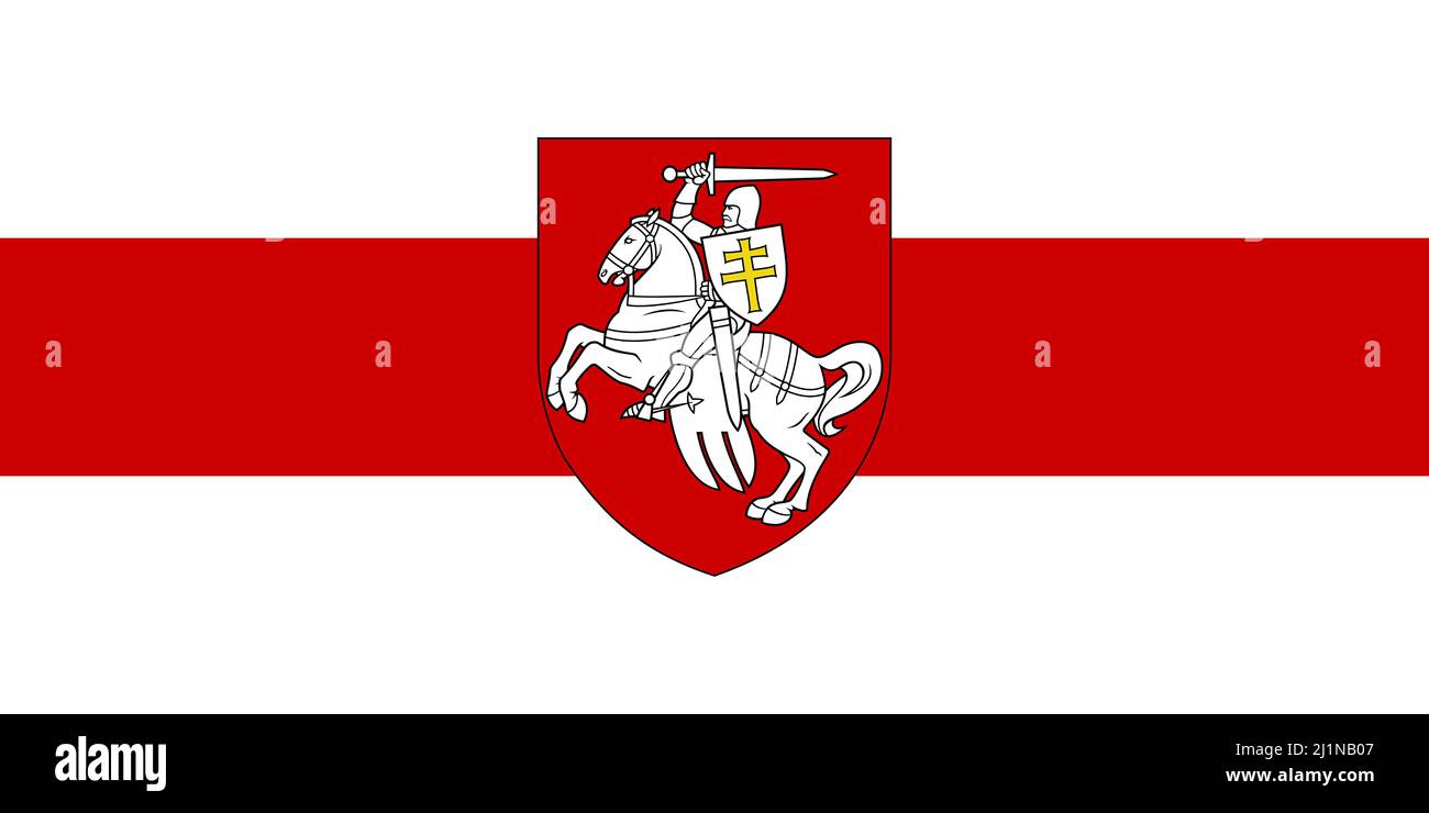 Draufsicht auf die weiße rote weiße Flagge von Belarus mit dem ...
