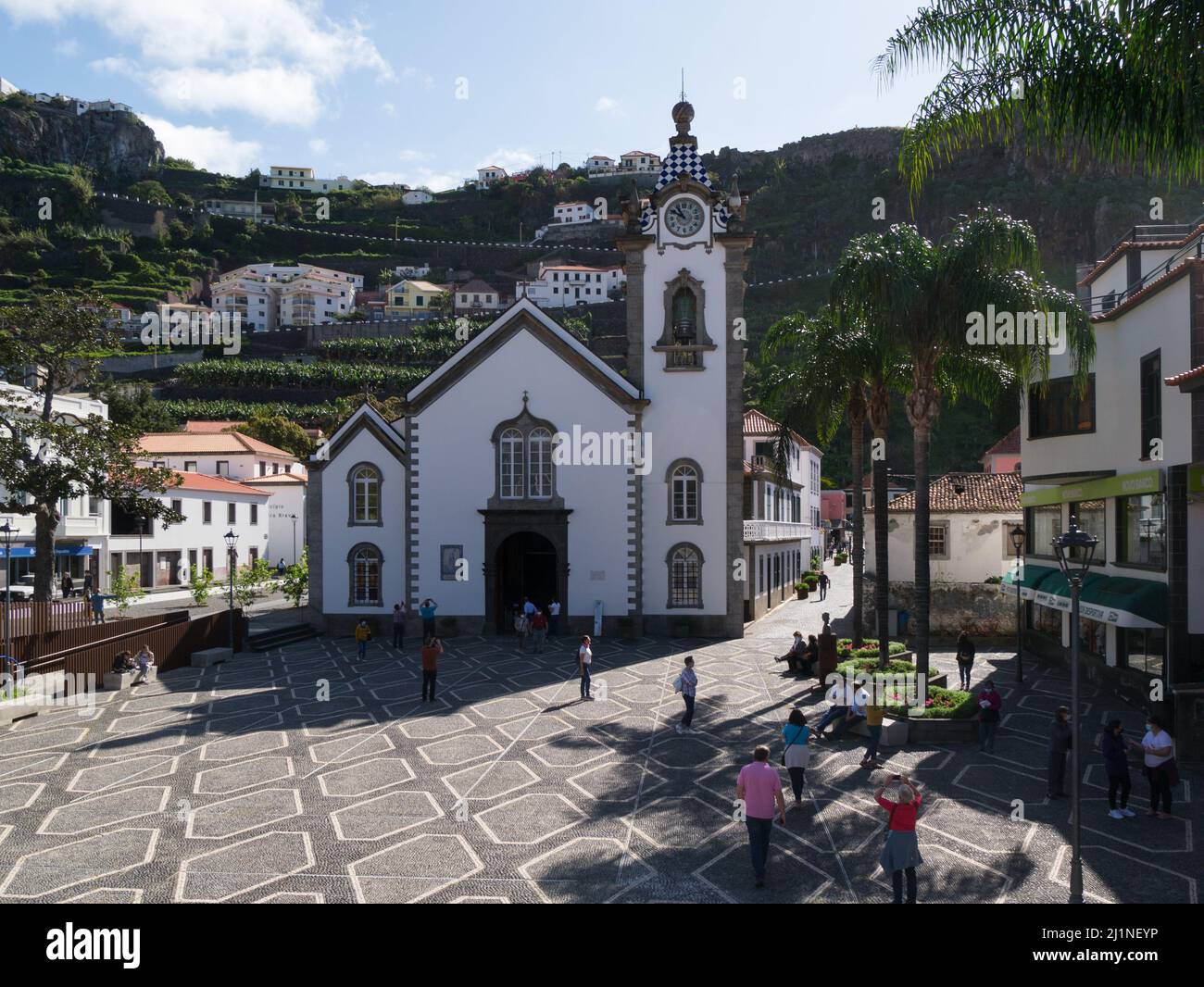 Die Kirche des heiligen Benedikt in der Stadt Ribeira Brava Madeira Portugal EU wurde 16.c mit manieristischen und barocken Elementen erbaut Stockfoto