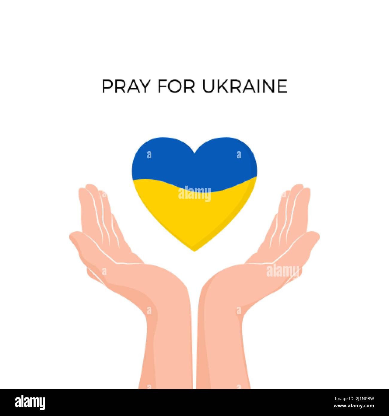 Hände mit Herz Silhouette in ukrainischen Flaggen Farben. Unterstützt die Ukraine im Krieg. Stoppt die militärische Invasion. Rettet Menschen und gebt ihnen Hoffnung. Vektorgrafiken Stock Vektor