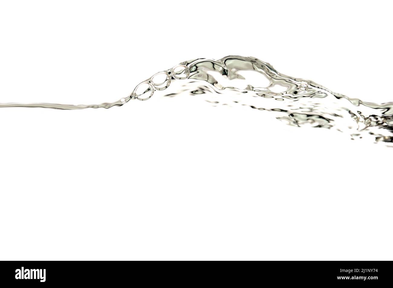 Wasserlinie auf weißem Hintergrund. Stockfoto