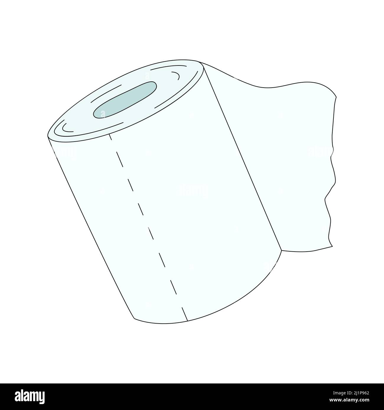 Toilettenpapierrolle im Cartoon-Stil. Vektordarstellung von Papiergewebe auf weißem Hintergrund isoliert Stock Vektor