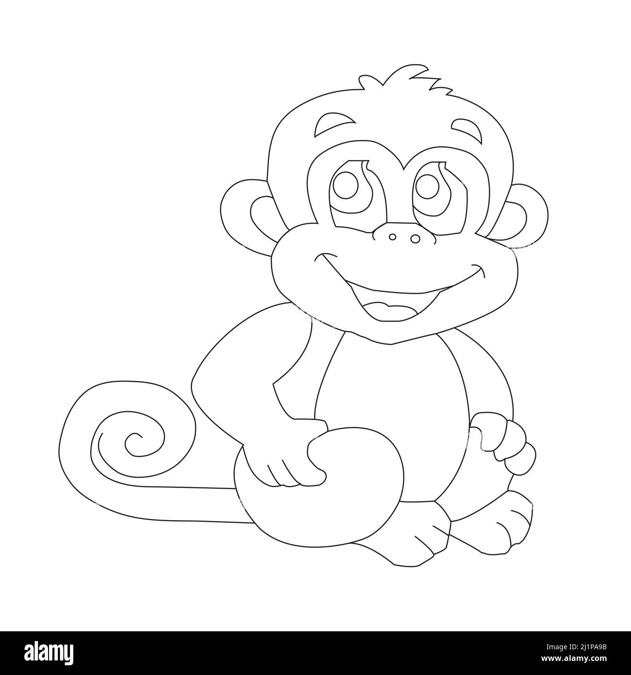 Niedlichen kleinen Affen Umriss Malvorlagen für Kinder Tier Malbuch Cartoon Vektor Illustration Stock Vektor