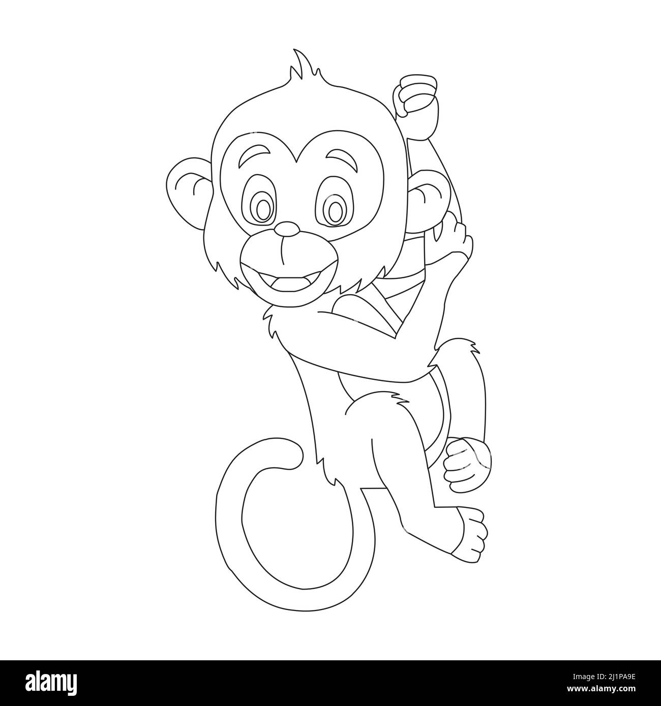 Niedlichen kleinen Affen Umriss Malvorlagen für Kinder Tier Malbuch Cartoon Vektor Illustration Stock Vektor