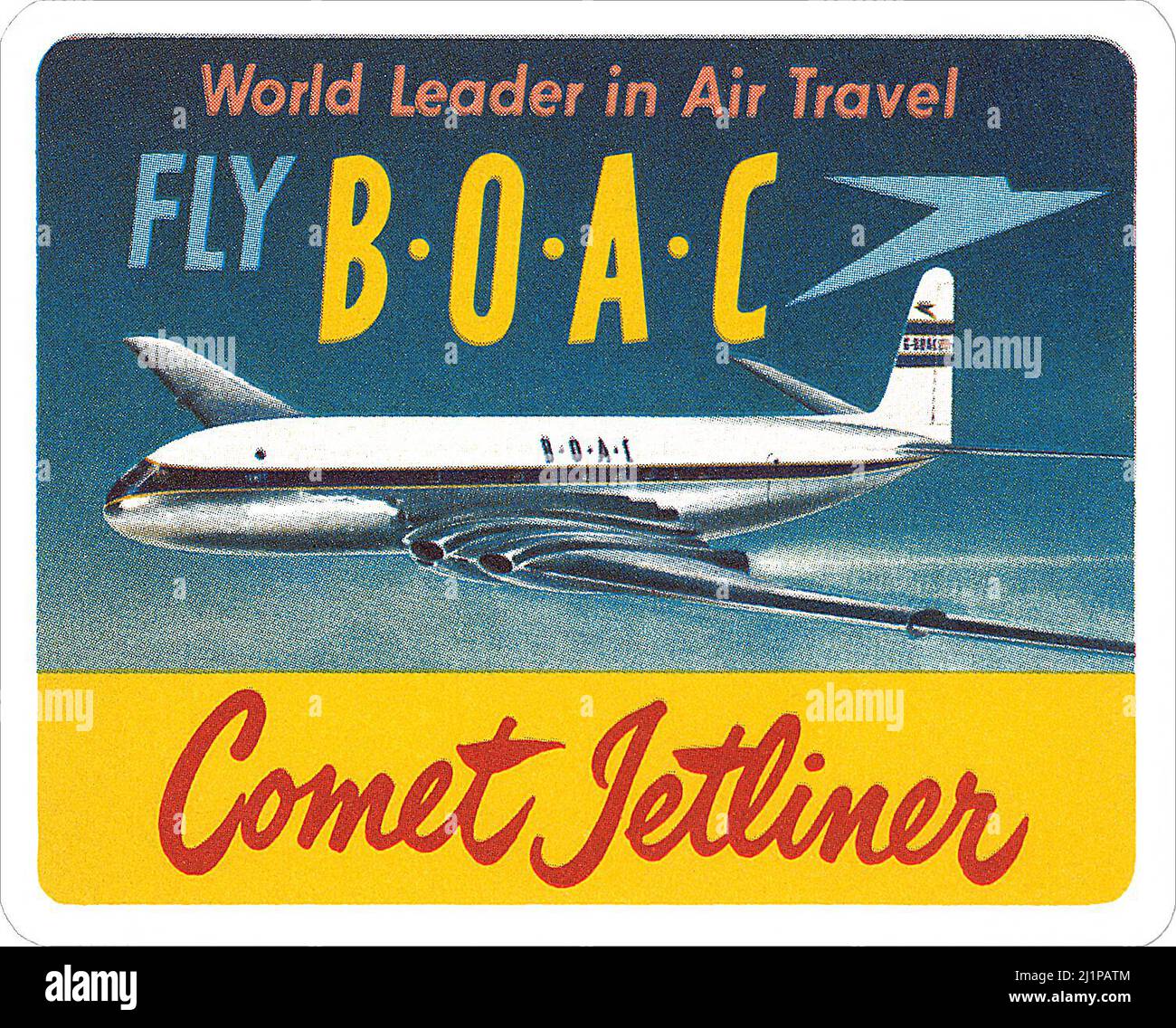 Vintage BOAC Comet Jetliner Gepäckaufkleber. Stockfoto