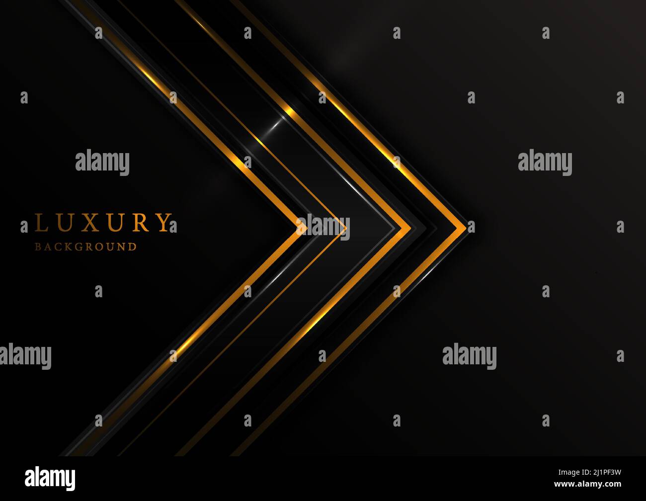 Abstraktes Metallic Luxus goldenes Schablonendesign mit schwarzer Platte Schablone. Design mit glitzernden, gut organisierten Objekt für den Einsatz. Illustrationsvektor Stock Vektor