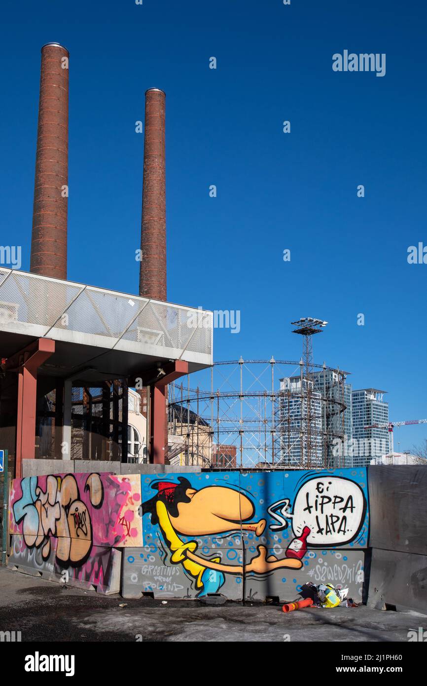 Ei tippa tapa. Street Art des polnischen Graffiti-Künstlers Szwedzki an der Suvilahti-Graffiti-Wand in Helsinki, Finnland Stockfoto