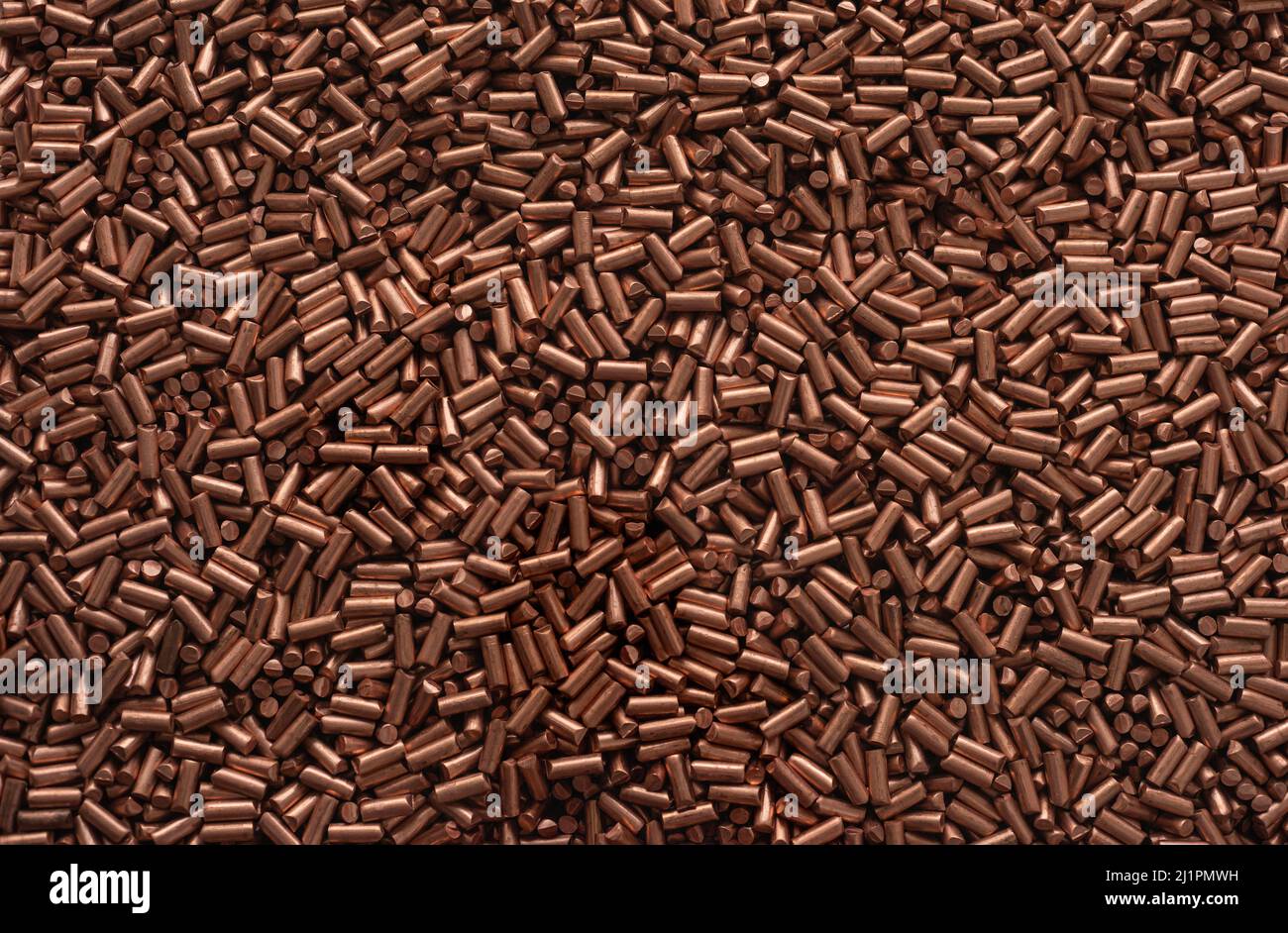 Hintergrund: Kupfergranulat. Stockfoto