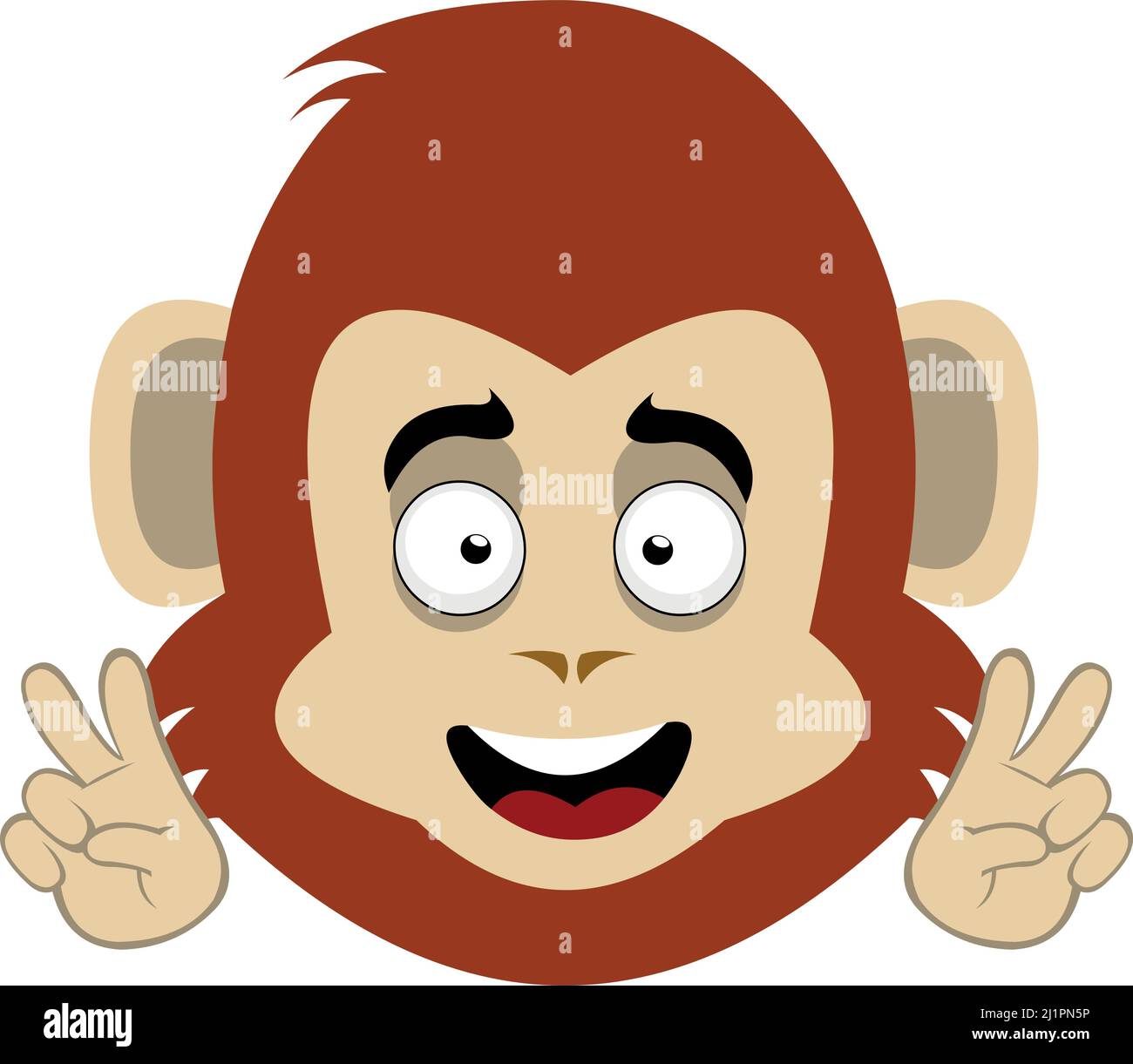 Vektor-Illustration eines Cartoon-Affen Gesicht macht Liebe und Frieden oder V-Sieg Geste mit seinen Händen Stock Vektor