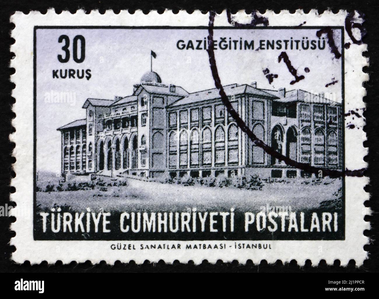 TÜRKEI - UM 1963: Eine in der Türkei gedruckte Marke zeigt das Gazi Institute of Education, um 1963 Stockfoto