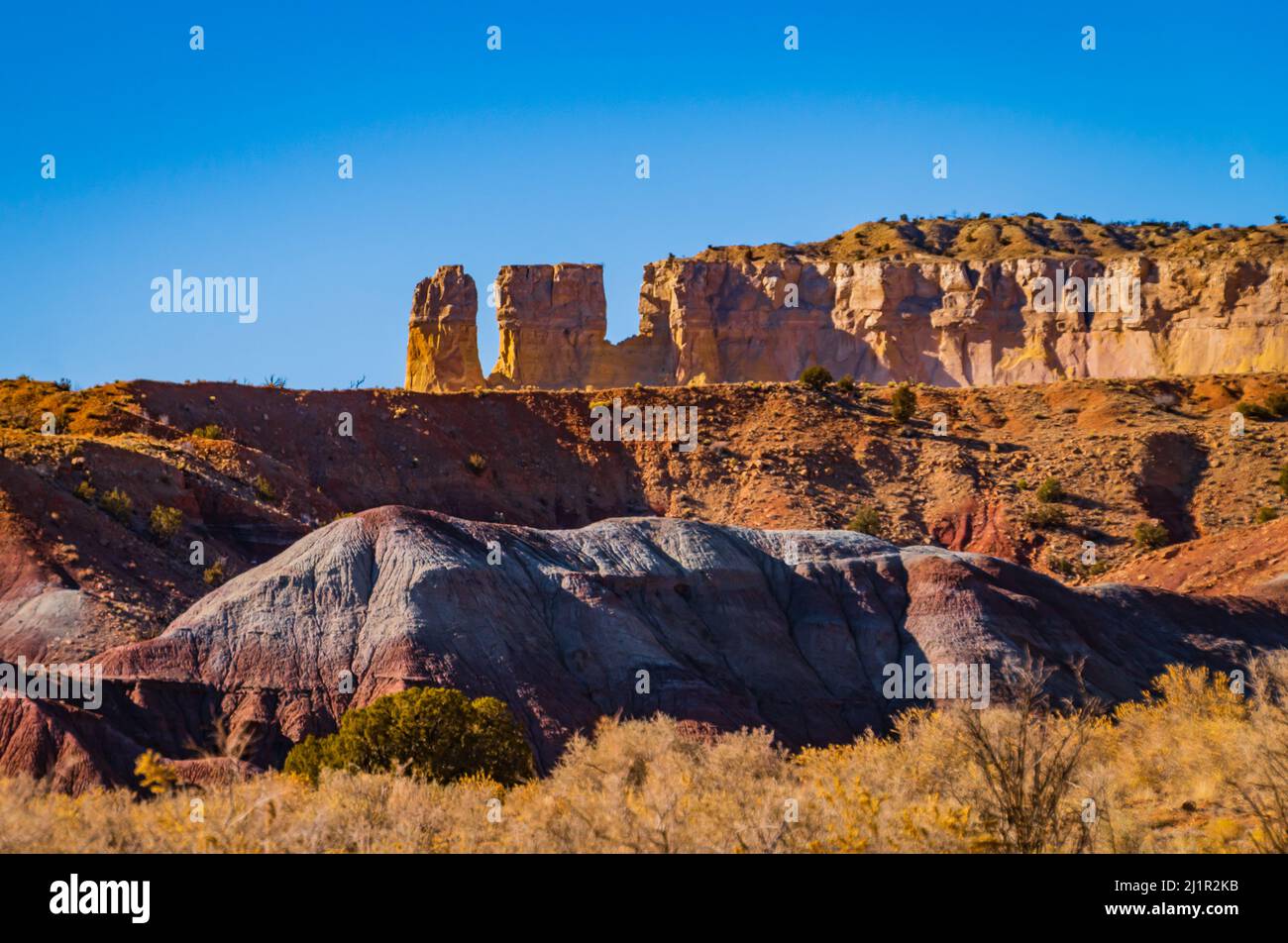 Felsformationen auf der Ghost Ranch in New Mexico Stockfoto