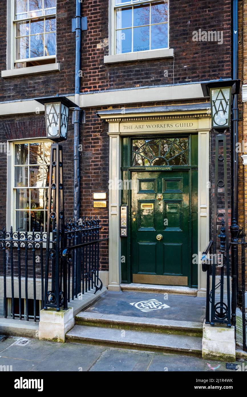 The Art Worker's Guild, 6 Queen Square, London. Gegründet im Jahr 1884, ist es eine gemeinnützige Organisation gebildet, um die bildende Kunst und Handwerk zu unterstützen. Stockfoto