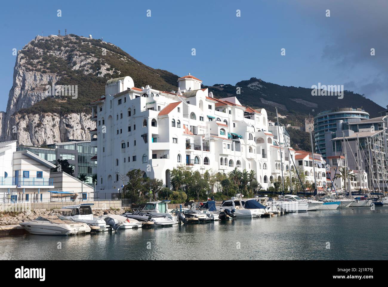 Marina und Apartments, Gibraltar Stockfoto