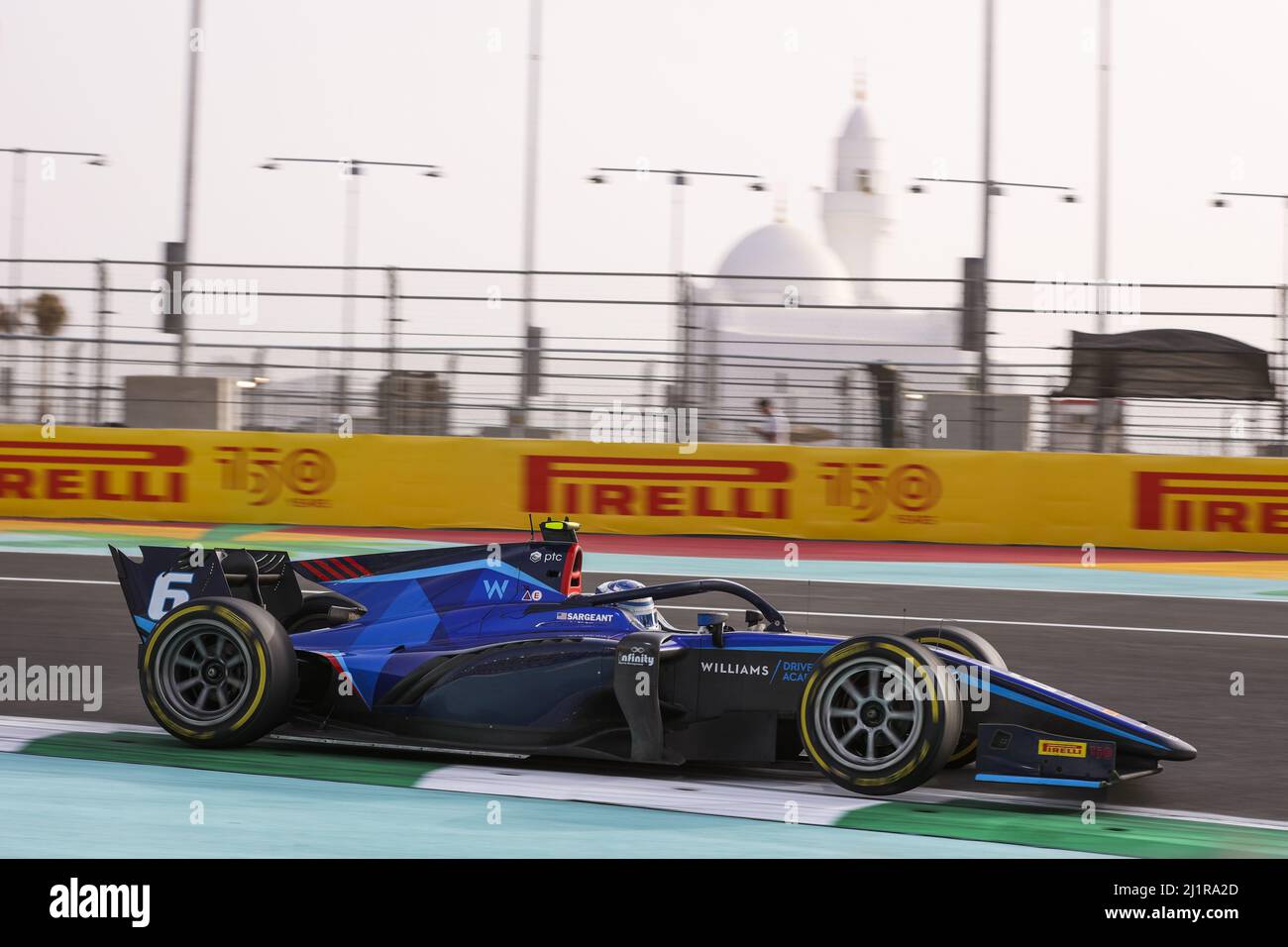 06 SARGEANT Logan (usa), Carlin, Dallara F2, Aktion während des 2.. Rennens der FIA Formula 2 Championship 2022 vom 25. Bis 27. März 2022 auf dem Jeddah Corniche Circuit, in Jeddah, Saudi-Arabien - Foto: Antonin Vincent/DPPI/LiveMedia Stockfoto