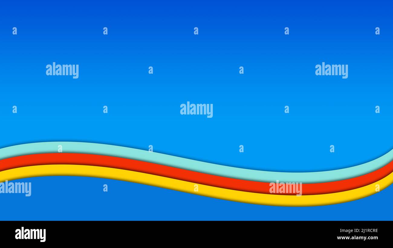 Bunte geschwungene Linien mit blauem Hintergrund - Illustration Stockfoto