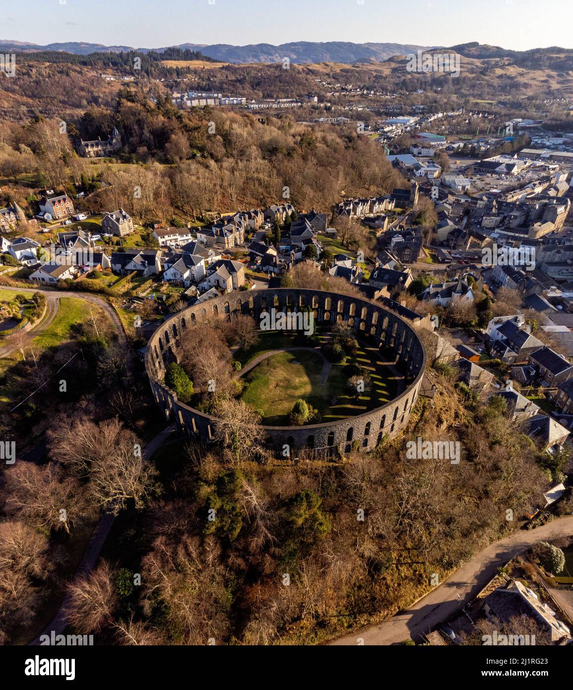 McCaig's Tower und Battery Hill, Oban, Schottland, Großbritannien Stockfoto