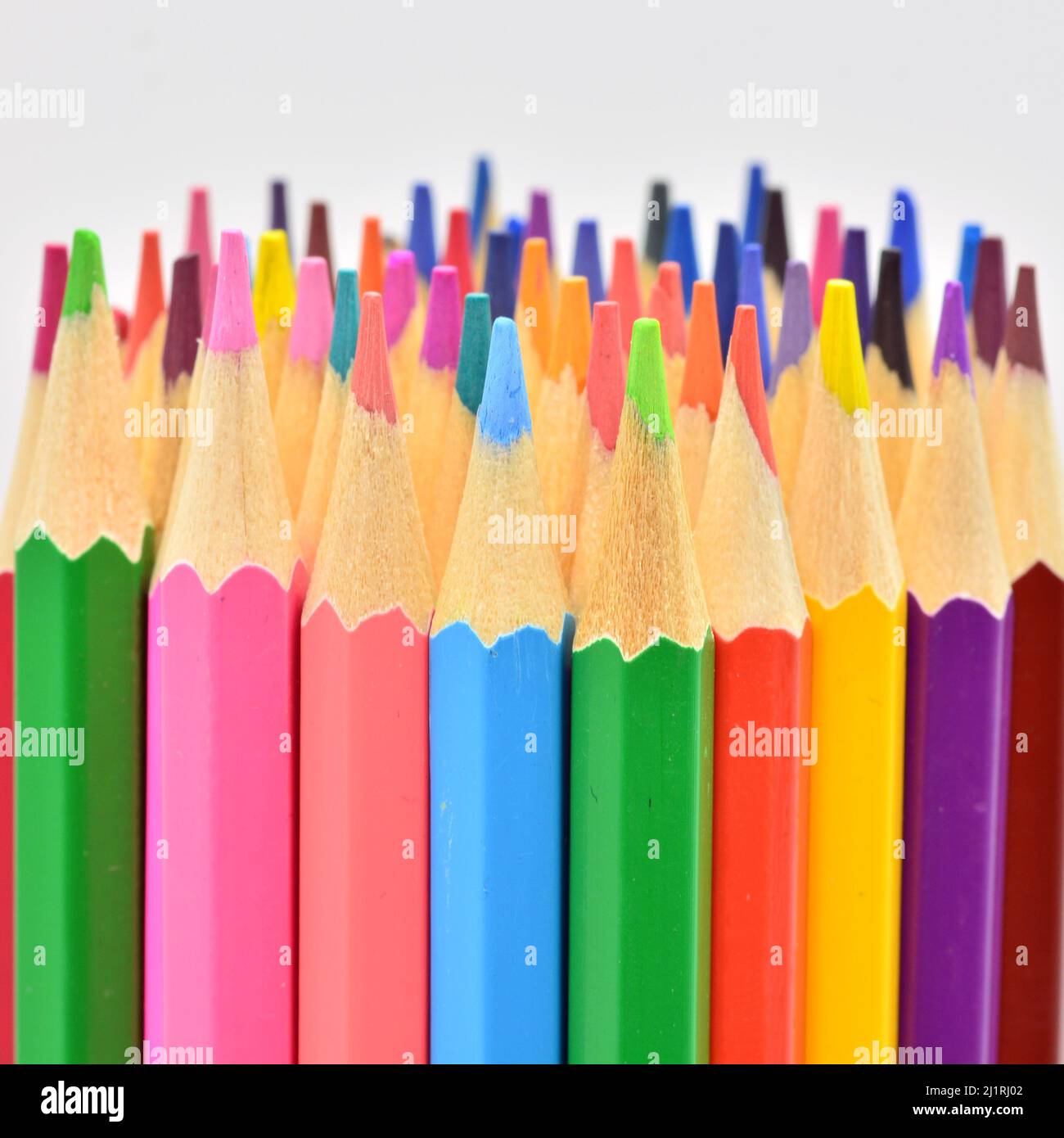 details de puntas de lápices de colores, aislado sobre fondo blanco Stockfoto