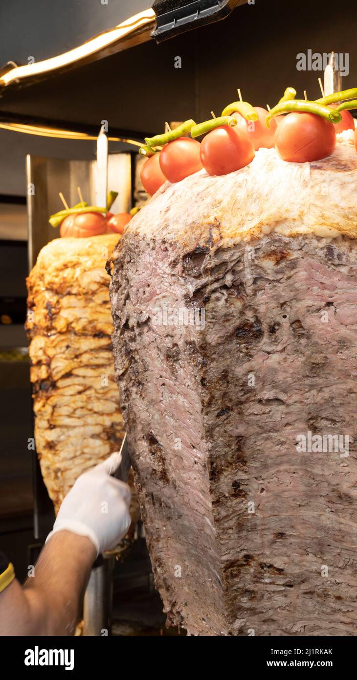 Traditionelle türkische Speisen Döner in einer Straße Stockfoto