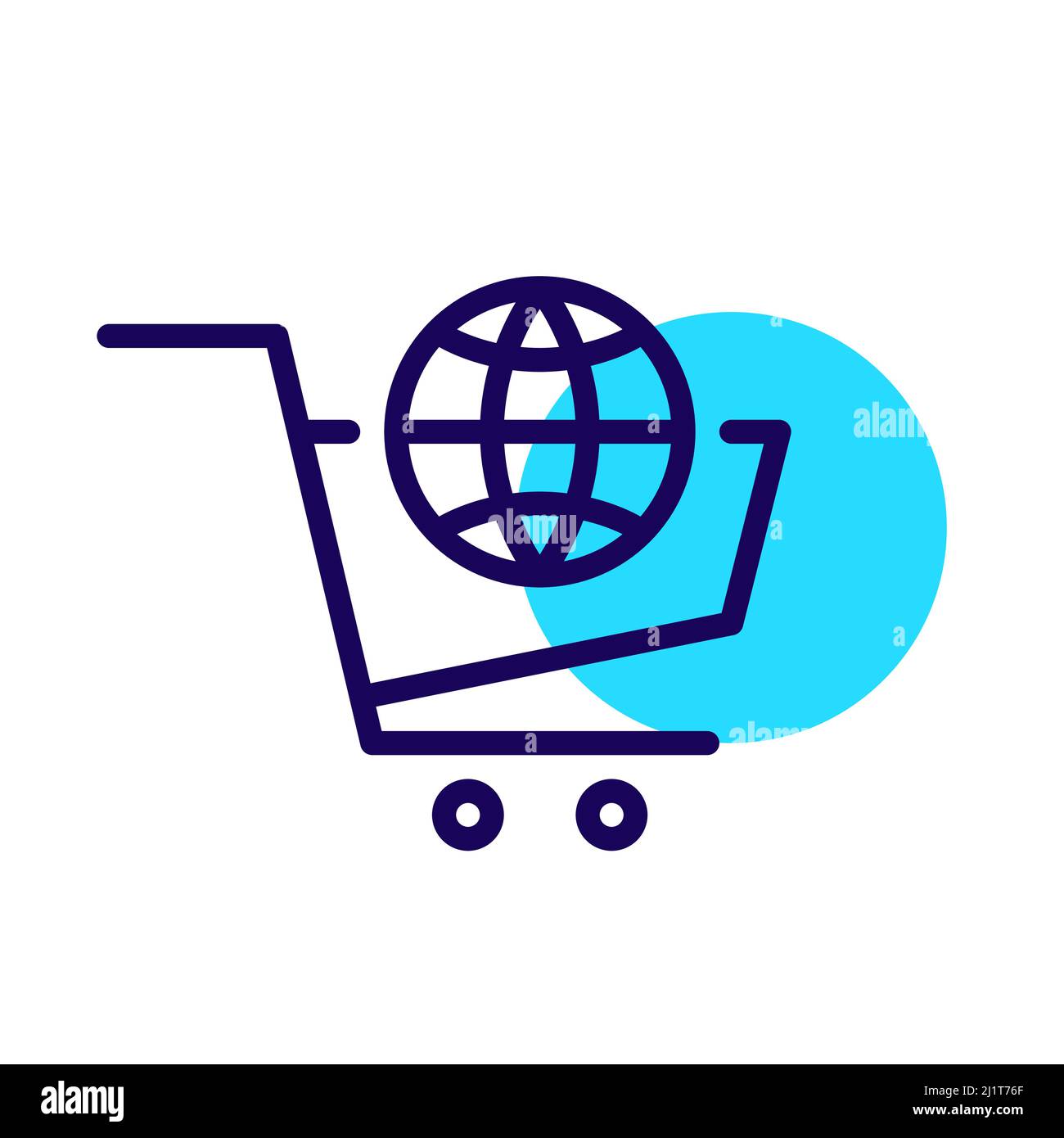 Globales Symbol für das Internet-Shopping. Pixelgenaue, bearbeitbare Kontur Stock Vektor