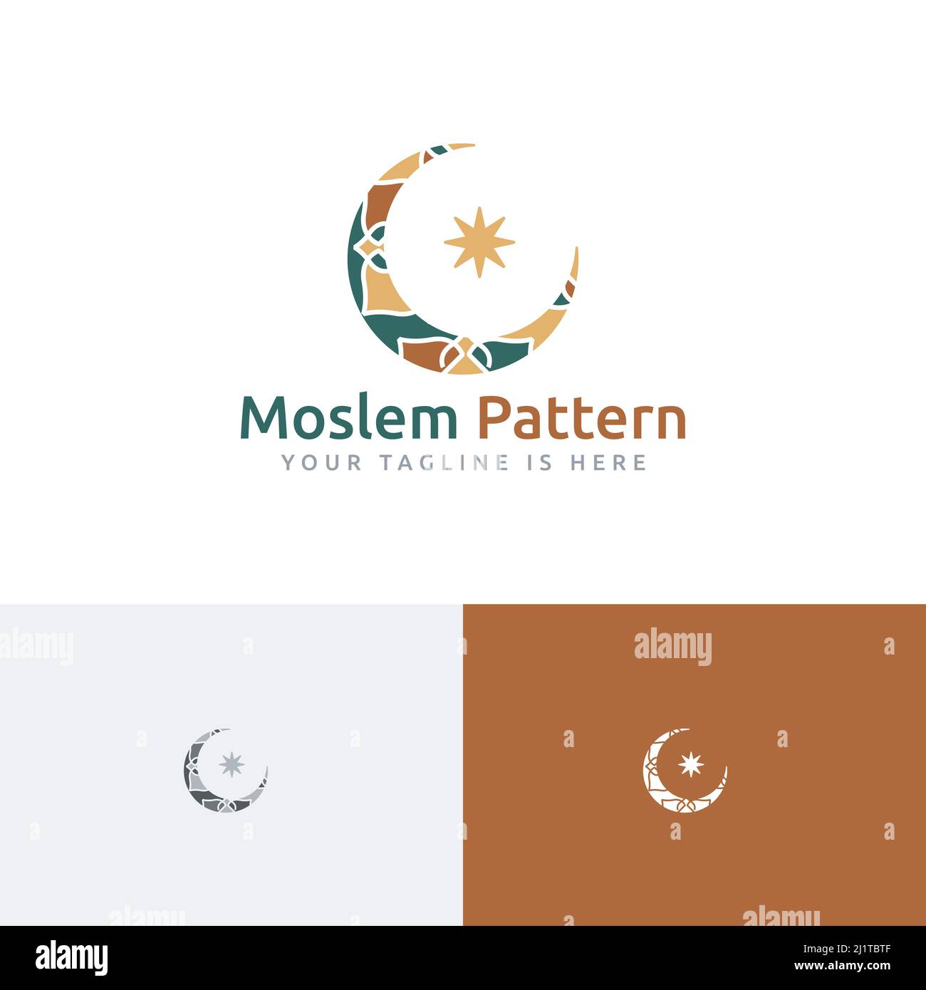 Halbmond-Sternmuster Kunst Islamische Kultur Ramadan Veranstaltung Muslimische Gemeinschaft Logo Stock Vektor