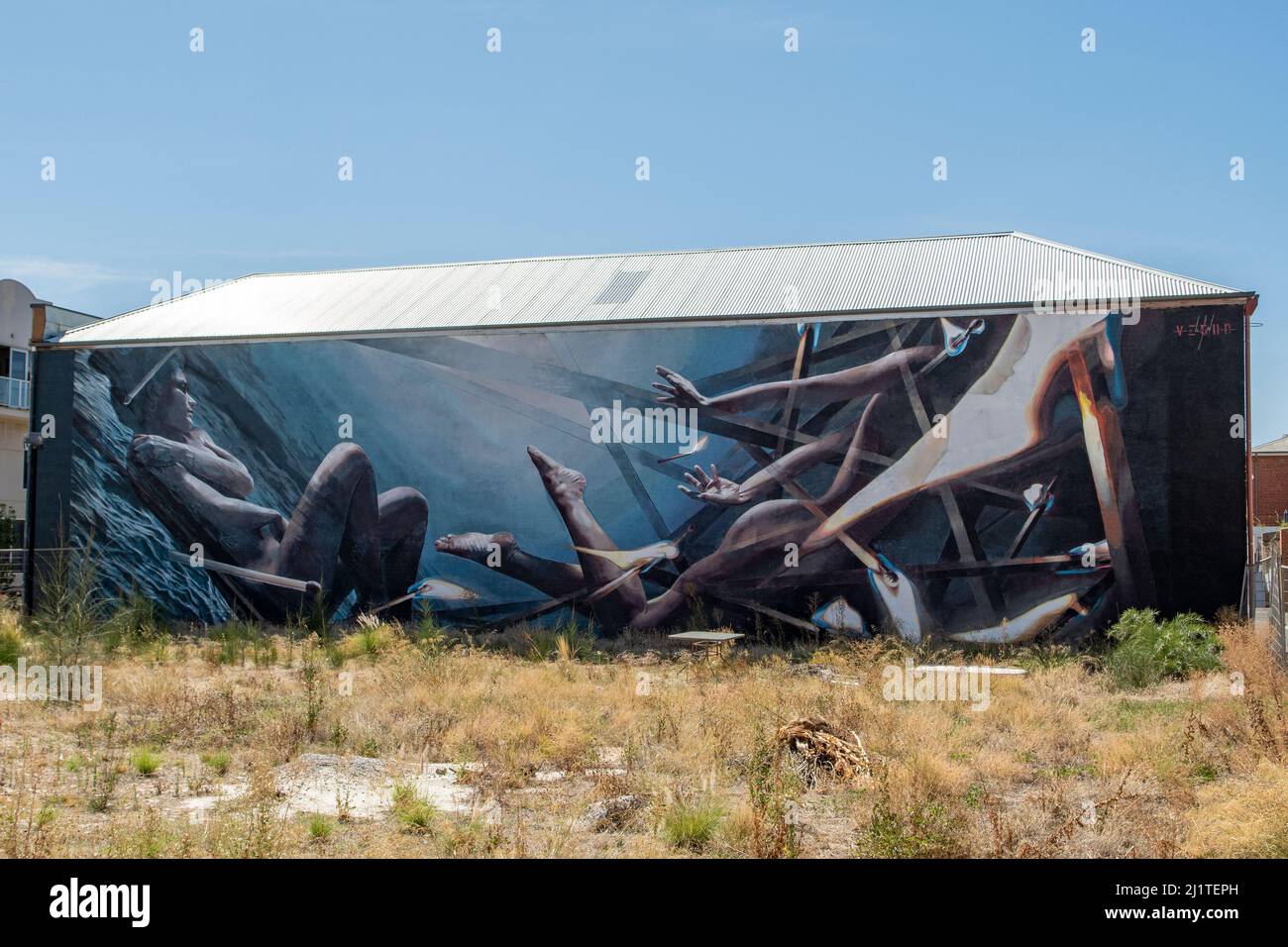 Arme und Beine Street Art, Port Adelaide, South Australia, Australien Stockfoto