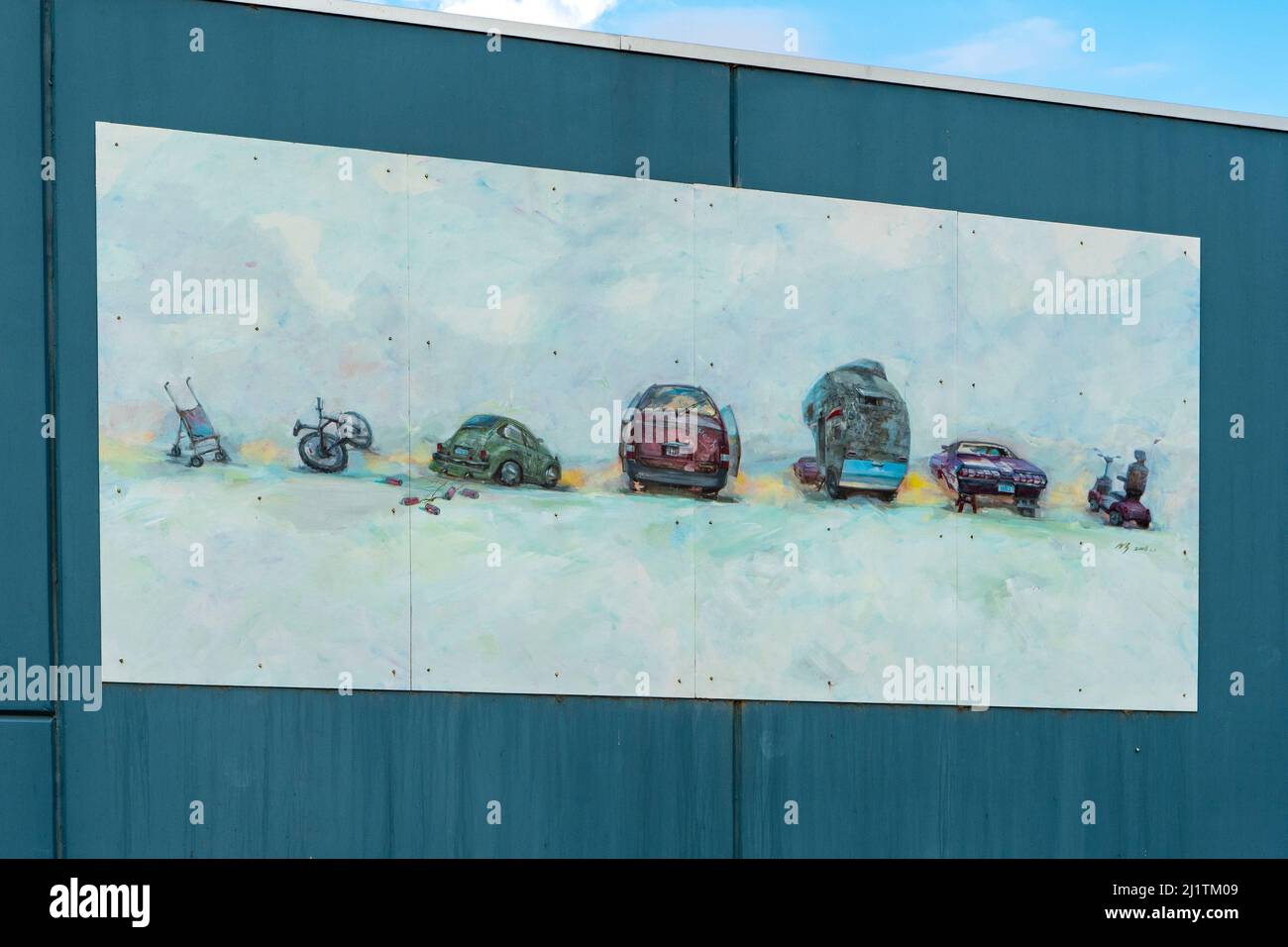 Caryard Junk Mural Art, Rochester, Victoria, Australien Stockfoto