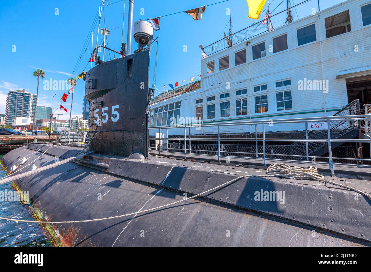 San Diego, Navy Pier, California, USA - 1. August 2018: USS Dolphin AGSS-555 American Submarine of United States Navy im Maritime Museum of San Diego Stockfoto