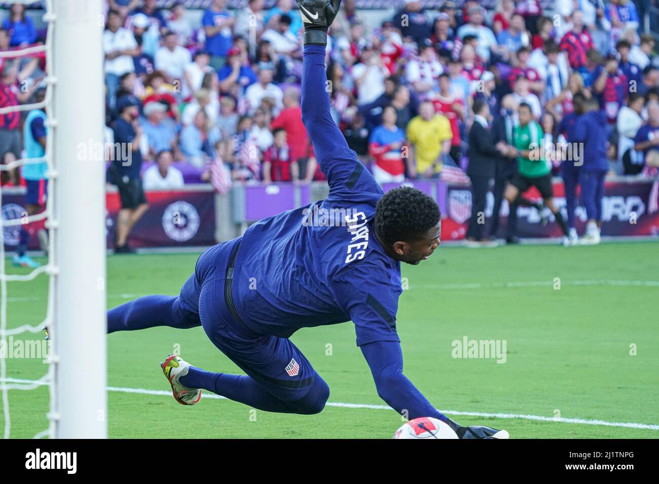 Orlando, Florida, 27. März 2022, USA-Torwart Sean Johnson in der WM-Qualifikation 2022 im Exploria Stadium. (Foto: Marty Jean-Louis) Quelle: Marty Jean-Louis/Alamy Live News Stockfoto