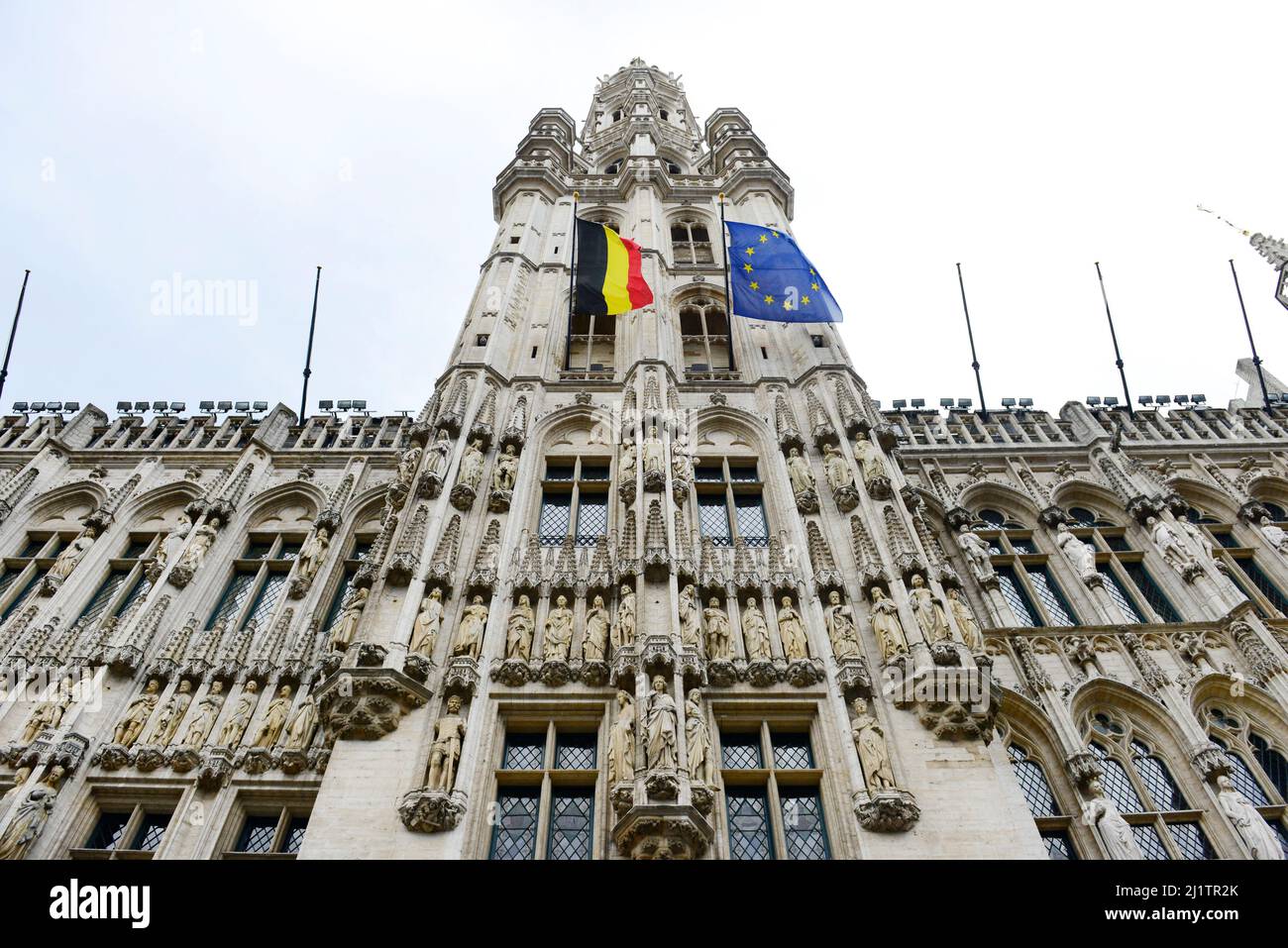 Brüsseler Rathaus am Grand Place. Stockfoto