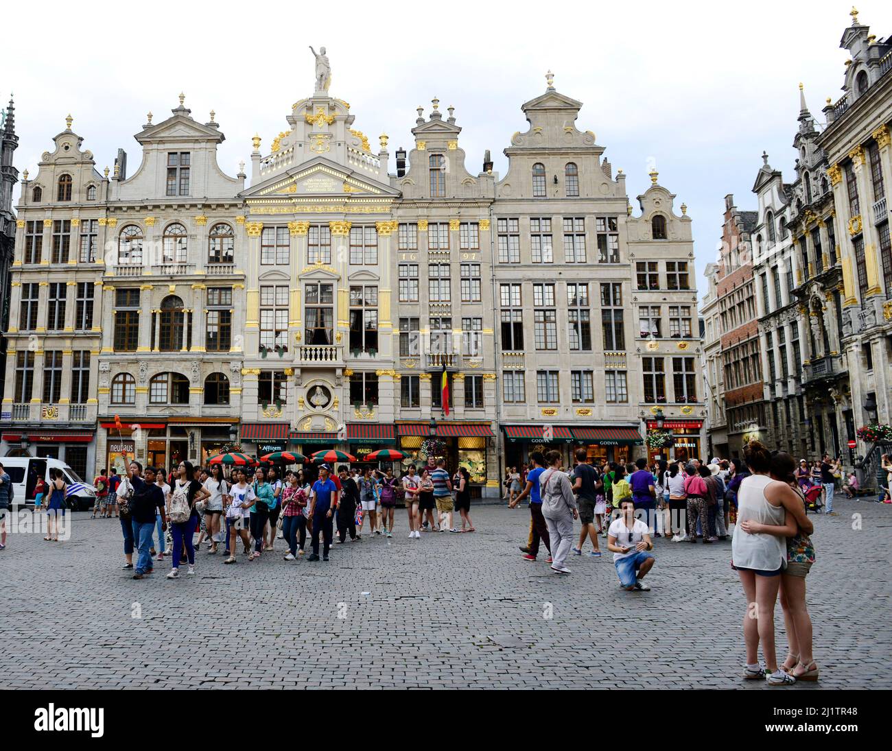 Schöne mittelalterliche Gebäude am Grand Place in Brüssel, Belgien. Stockfoto