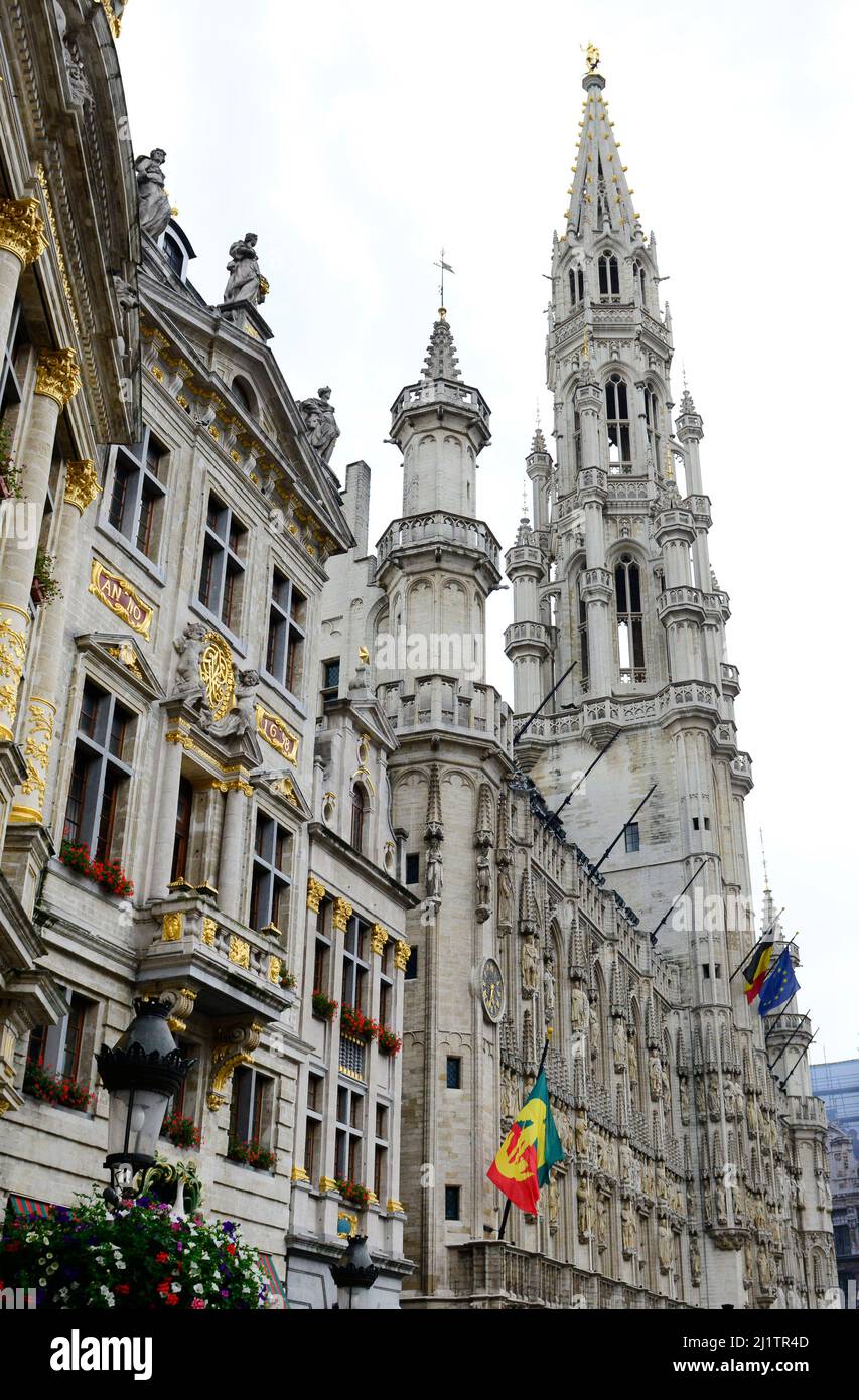 Brüsseler Rathaus am Grand Place. Stockfoto