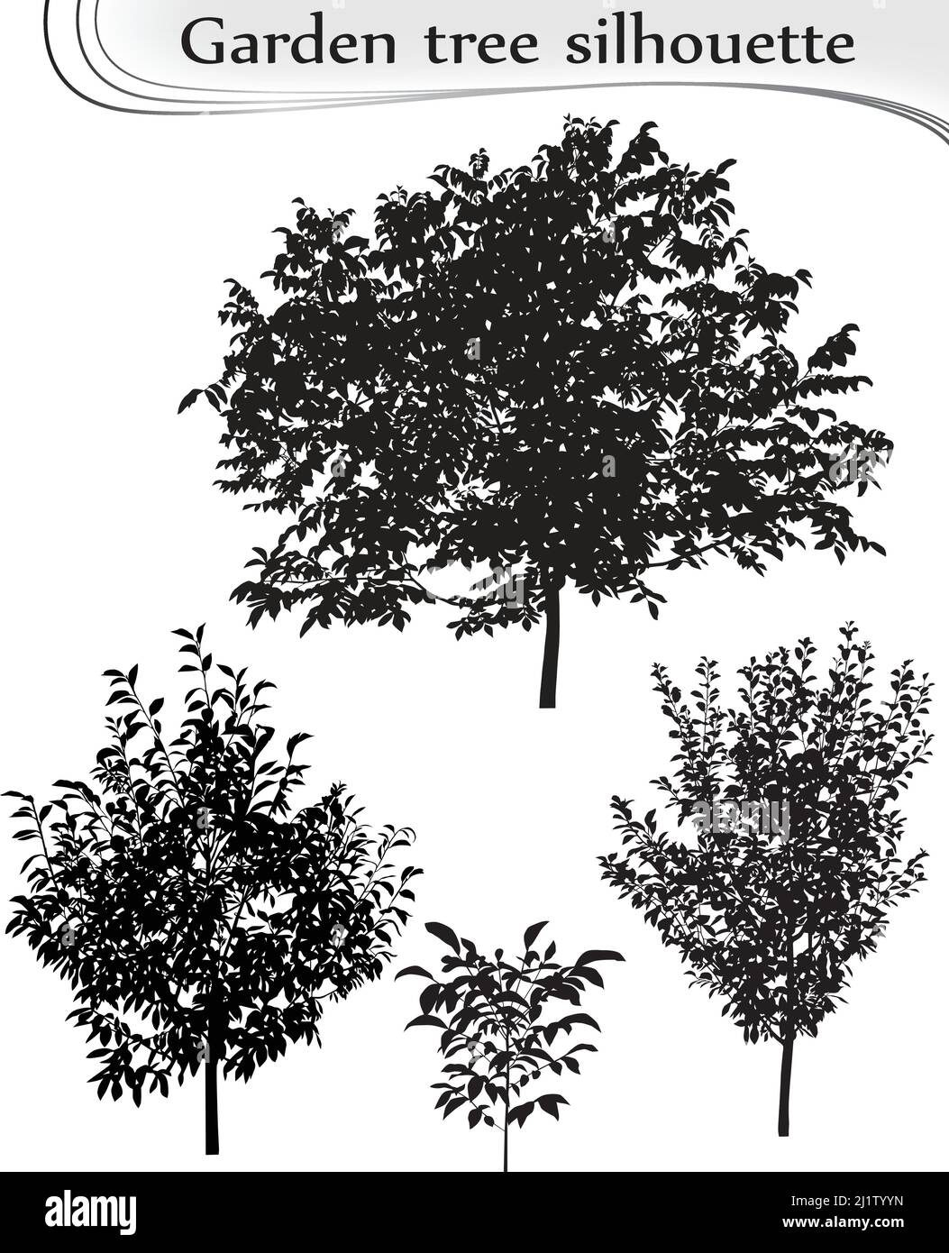 Silhouetten von Gartenbäumen: Pflaume und Walnuss Stock Vektor