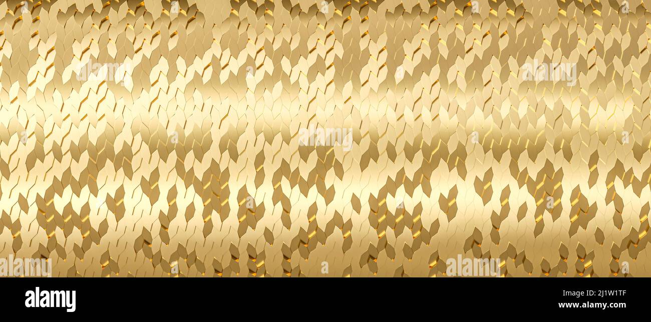 Gold Hintergrund der horizontalen Mosaik geometrischen Formen. 3D Rendern Stockfoto