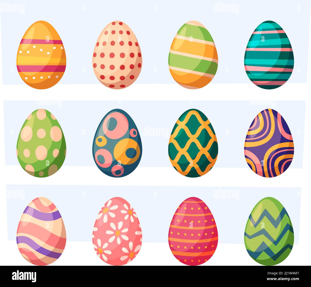 Bemalte Eier. Ostern Symbole christian authentische Feier grellen Vektor farbige Eier dekoriert Stock Vektor