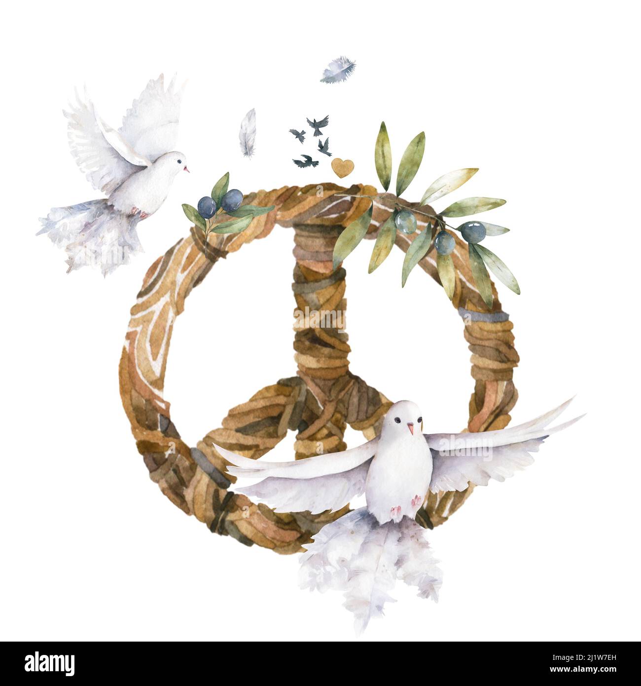 Friedenstaube mit Olivenzweig. Traditionelles Friedenssymbol. Vektor.  Stock-Vektorgrafik von ©VeYe 556635158