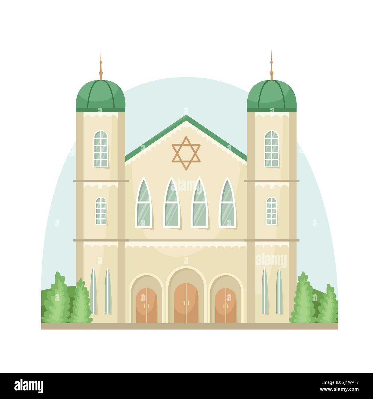 Vektor-Illustration einer Synagoge. Religiöses Architekturgebäude. Stock Vektor