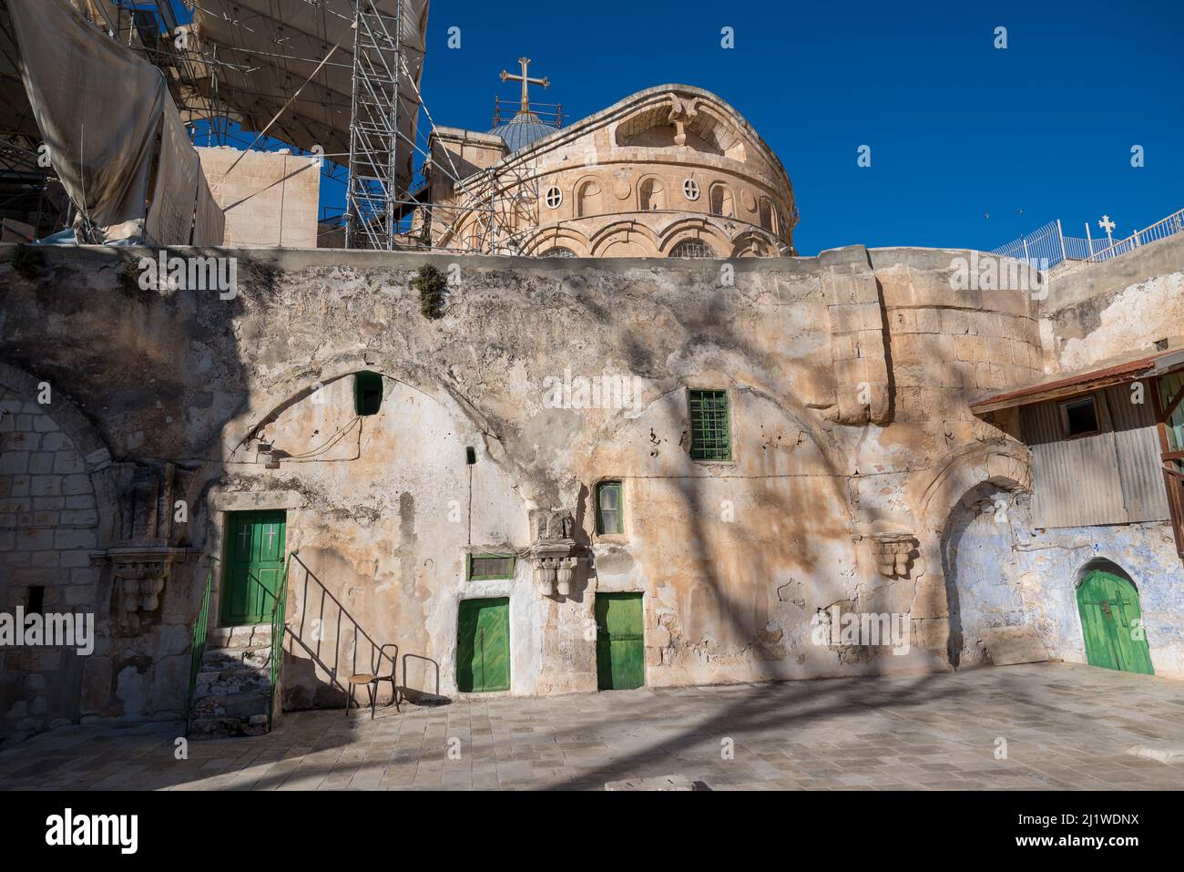 Außenansicht der Grabeskirche, christliche Viertel, Altstadt, Jerusalem, Israel Stockfoto