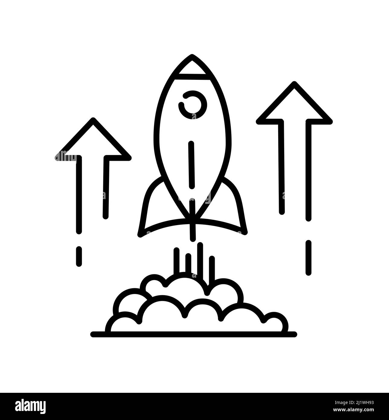 Skizzieren Rakete Symbol Illustration, Vektor-Raum Zeichen Symbol Stock Vektor