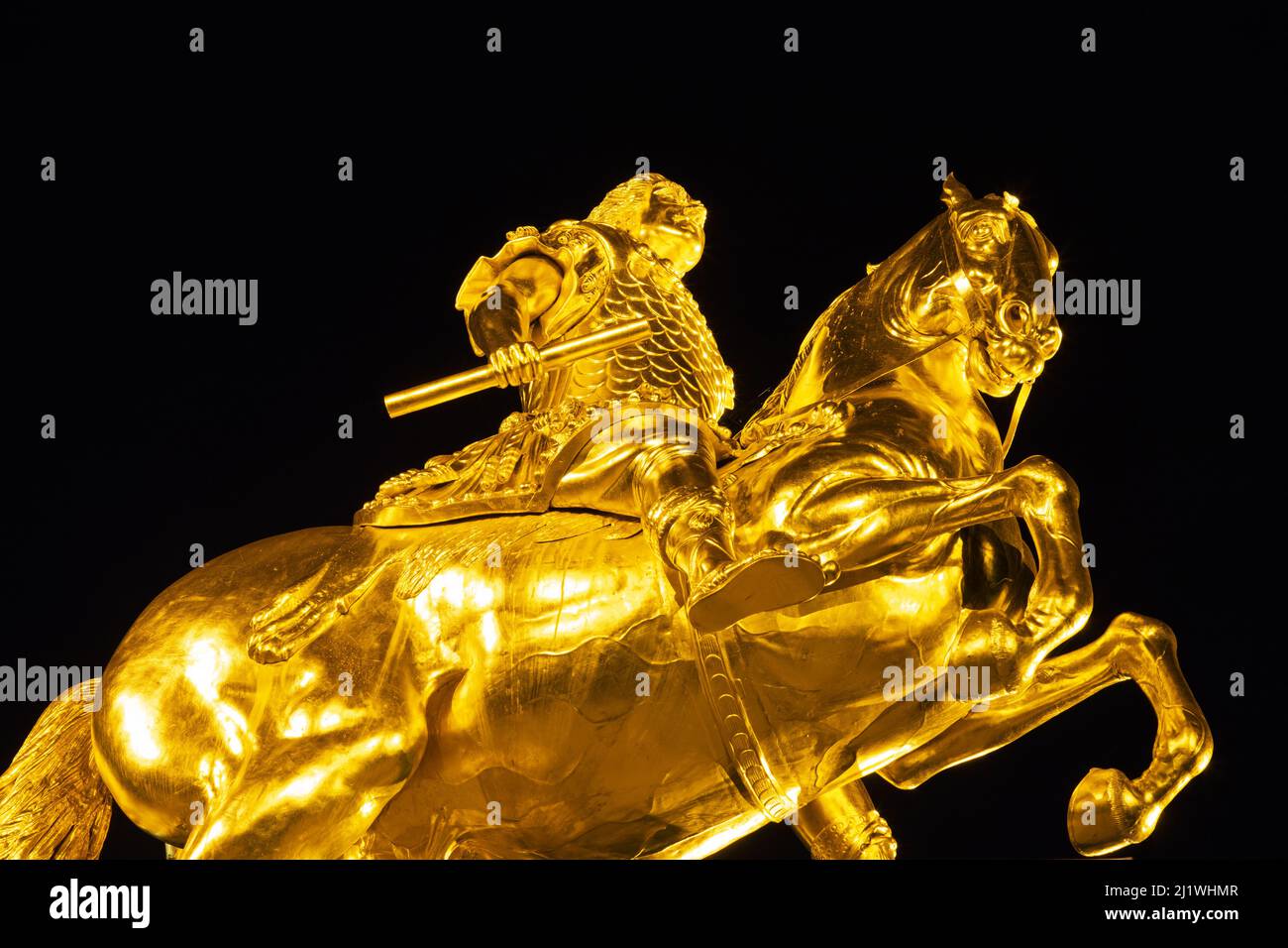 Die Statue des Goldenen Reiters in Dresden Stockfoto