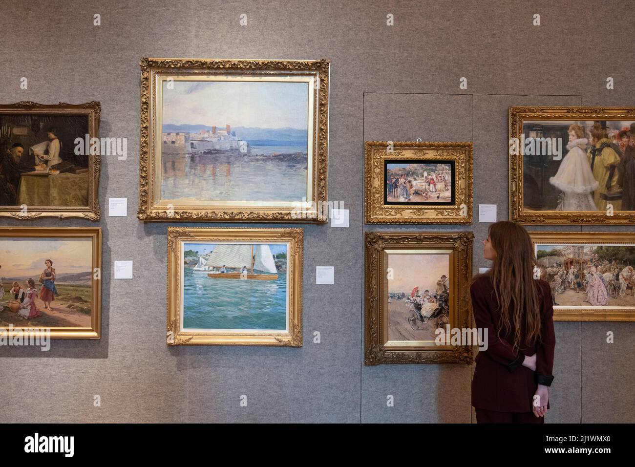 Bonhams, London, Großbritannien. 28. März 2022. Der Verkauf von Kunst des 19.. Jahrhunderts und britischer Impressionismus in Bonhams findet am 30.. März statt. Quelle: Malcolm Park/Alamy Live News. Stockfoto