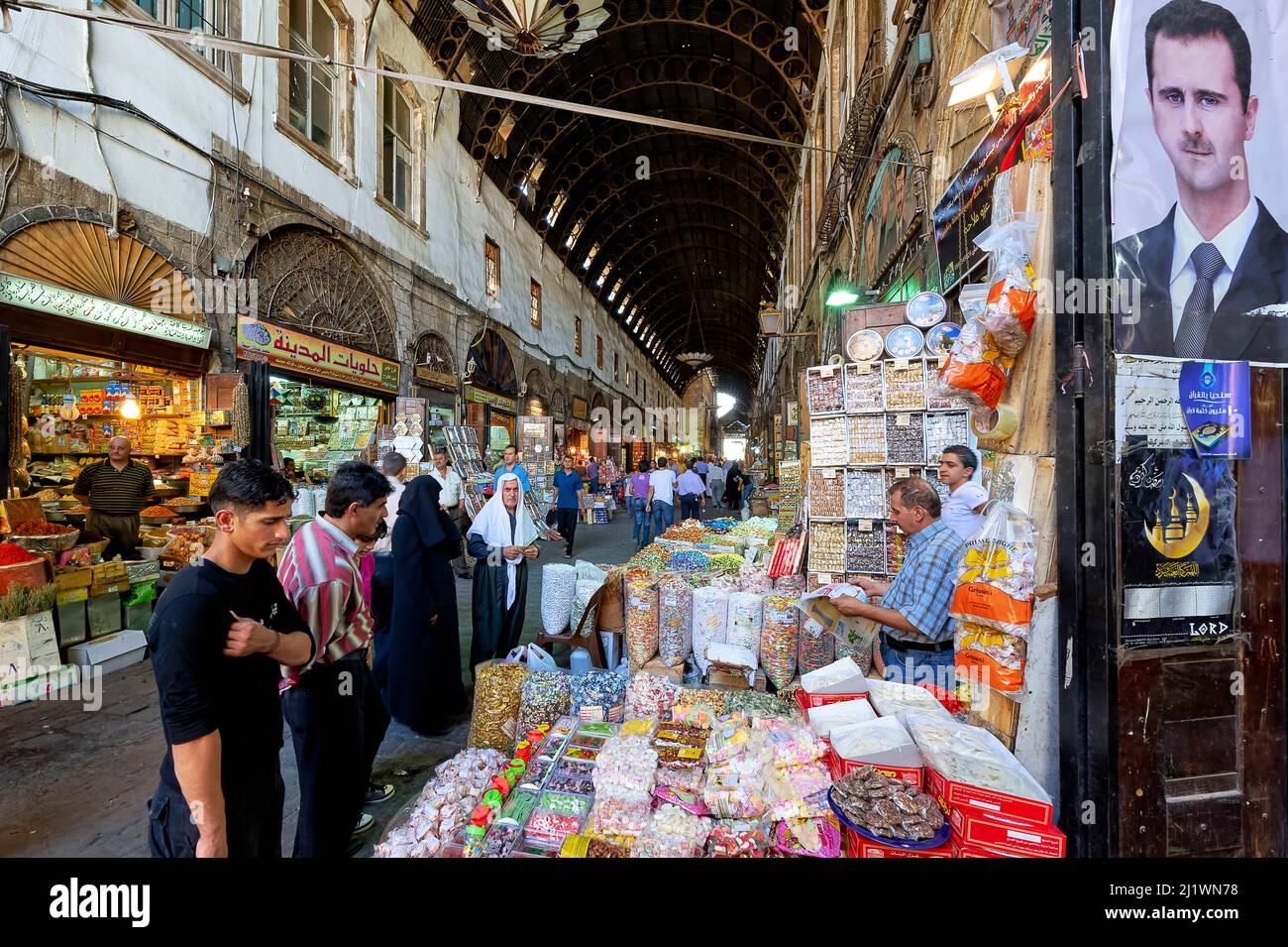 Syrien. Damaskus. Der Kult von Assad. Al-Hamidiyah Souk Stockfoto