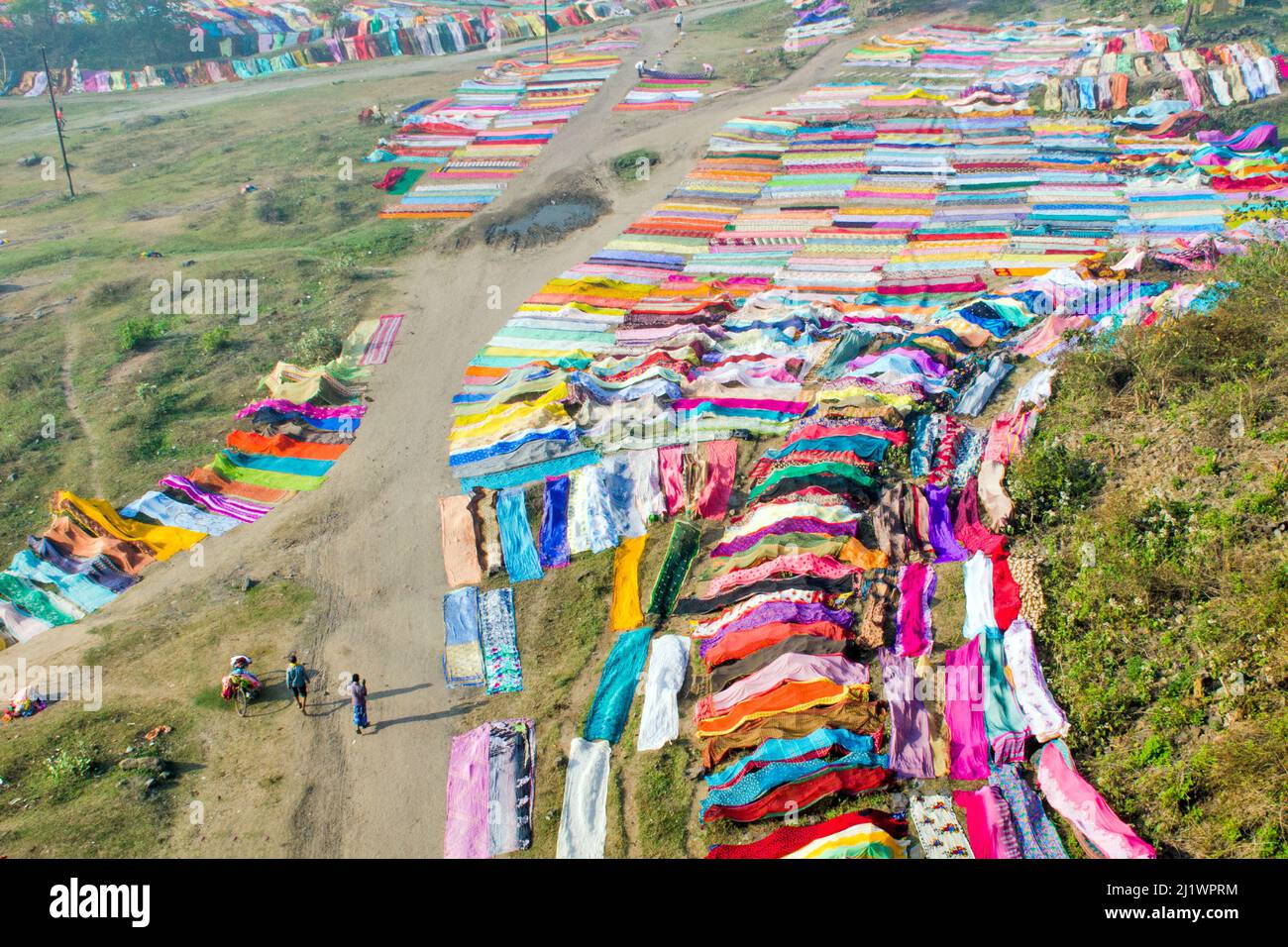 Bild eines Dailylife im ländlichen bunten Dhobi Ghat in bihar indien. Stockfoto