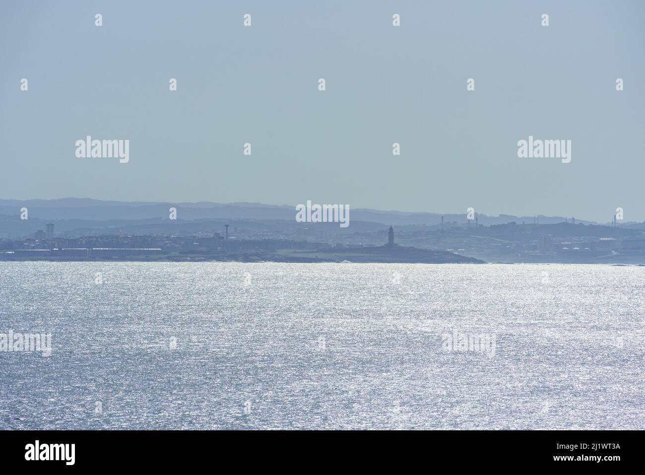 Panoramablick auf Eine Coruña Stadtlandschaft in Galicien, Spanien Stockfoto