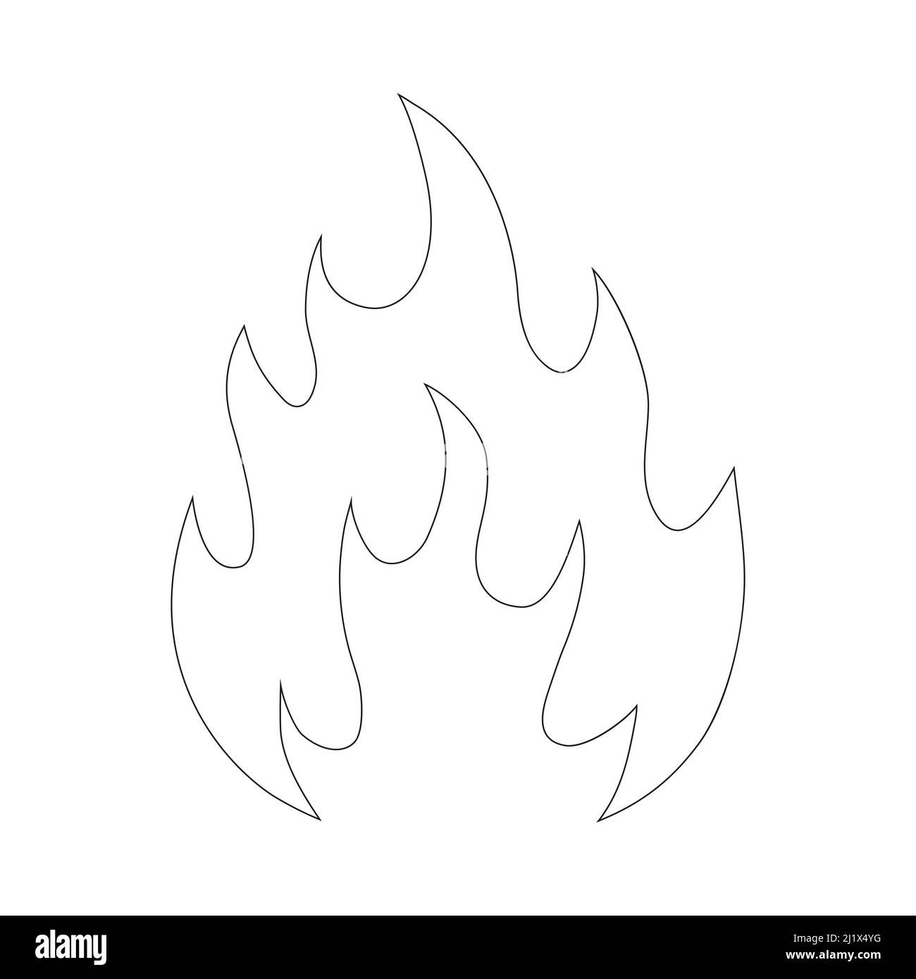 Symbol für die Feuerlinie. Form der Feuerflamme. Gefahr lineares Schild. Vektor auf weißem Hintergrund isoliert. Stock Vektor