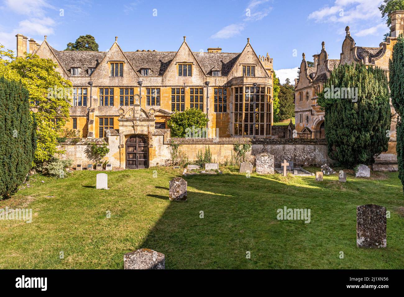 Das jacobean Manor Stanway House im Cotswold-Dorf Stanway, Gloucestershire, England, Großbritannien Stockfoto