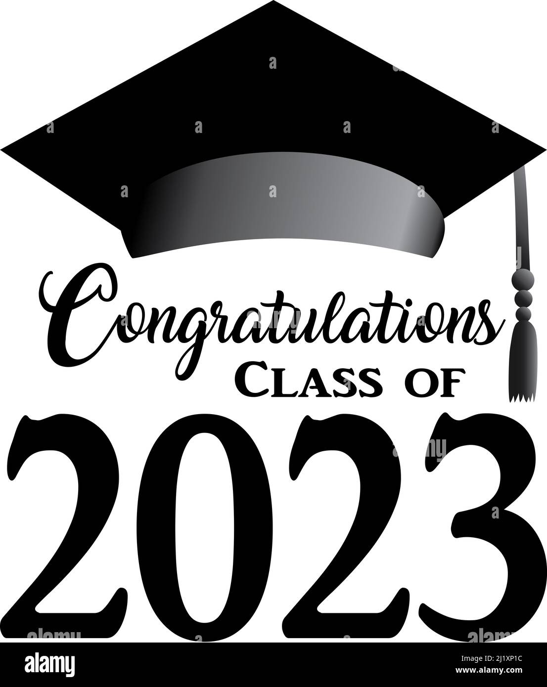 Klasse von 2023 Schrift Schwarzweiß Stockfoto