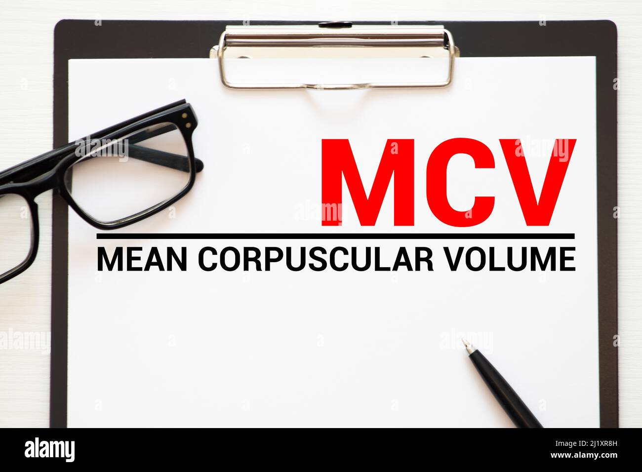 MCV - Mean Corpuscular Volume Akronym, Concept Background. Stockfoto