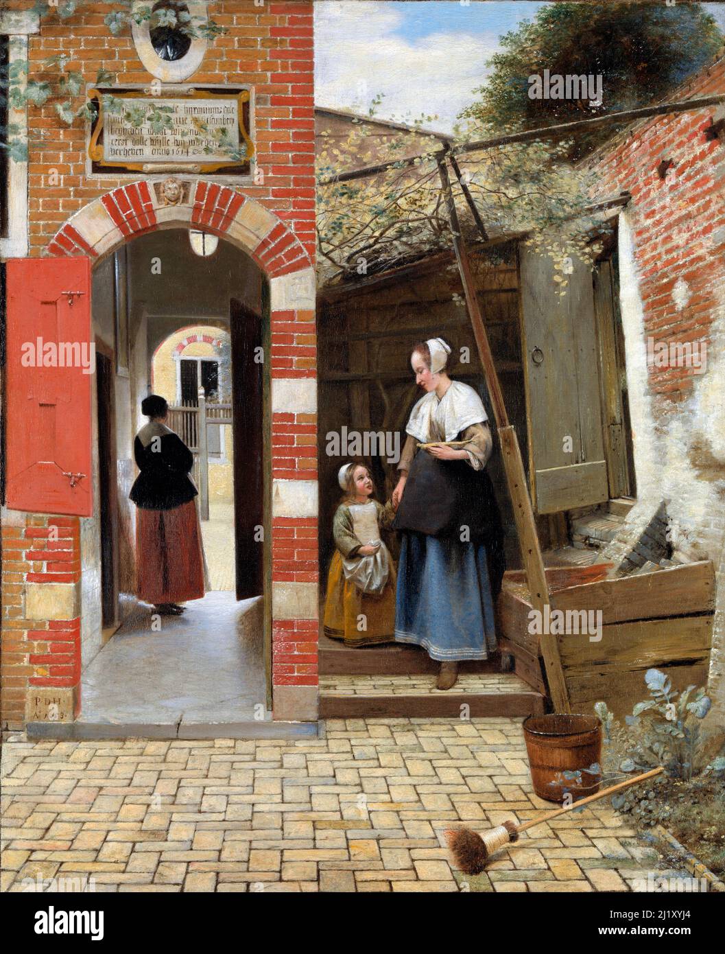 Pieter de Hooch. 'Der Hof eines Hauses in Delft' des niederländischen Malers aus dem Goldenen Zeitalter, Pieter de Hooch (1629-1684), Öl auf Leinwand, 1658 Stockfoto